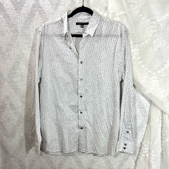 John Varvatos Star USA floral white and grey collared button up size M - Picture 3 of 11